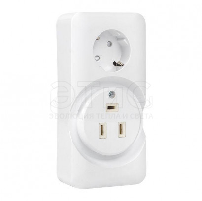 Розетка двойная наружная 32А/16A 250В 2P+PE белая (РШ/евро) PROxima